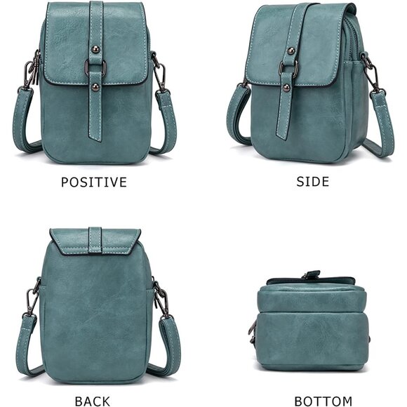 Women's Blue Vintage Cross Body Phone Bag Small Messenger Shoulder Handbag - Picture 6 of 7